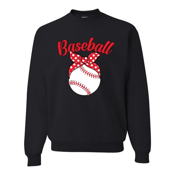 Wild Bobby, Cute Baseball Mom Ribbon Gift, Mother's Day, Unisex Crewneck Graphic Sweatshirt, Black, Small