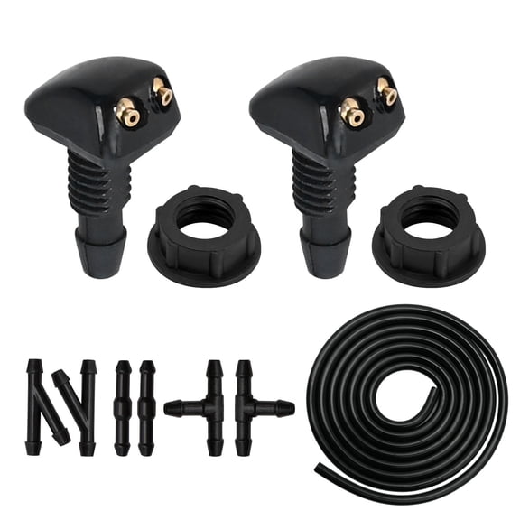 Anxingo 2 Pcs Front Windshield Washer Nozzles with Windshield Washer Hose, Windshield Spray Nozzles Kit Replacement for Most Cars
