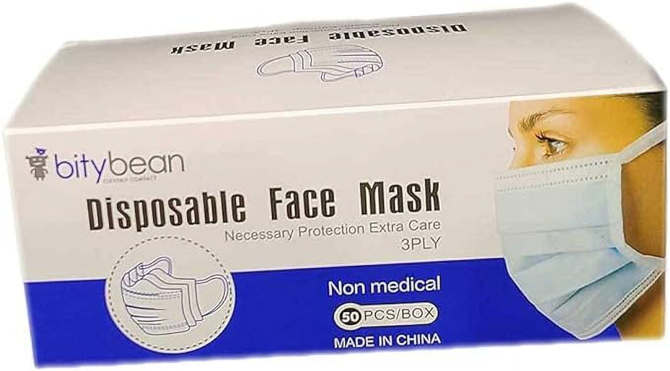 Bitybean 2000 Blue Disposable Face Masks 2,000 Protective 3-Ply Breathable Comfortable Nose/Mouth Coverings for Home & Office | Elastic Ear Loop 3-Layer Safety Shield for Adults/Kids. On the go