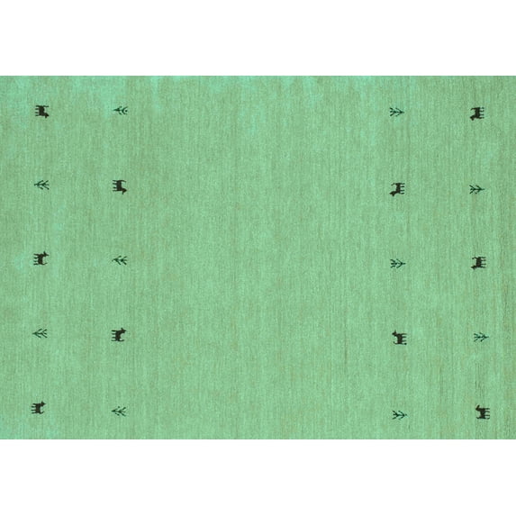 Ahgly Company Indoor Rectangle Solid Turquoise Blue Modern Area Rugs, 2' x 3'