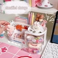 thumbnail image 4 of Kawaii stationery storage box makeup organizer hand account materials storage box cute desktop multifunctional organizer (L, pink) big pink 26-27s, 4 of 5