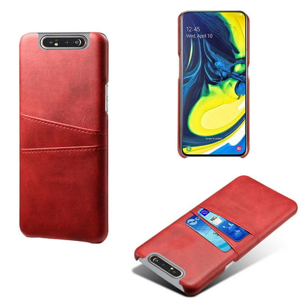 For Samsung Galaxy A90 Calf Texture PC + PU Leather Back Cover Shockproof Case with Dual Card