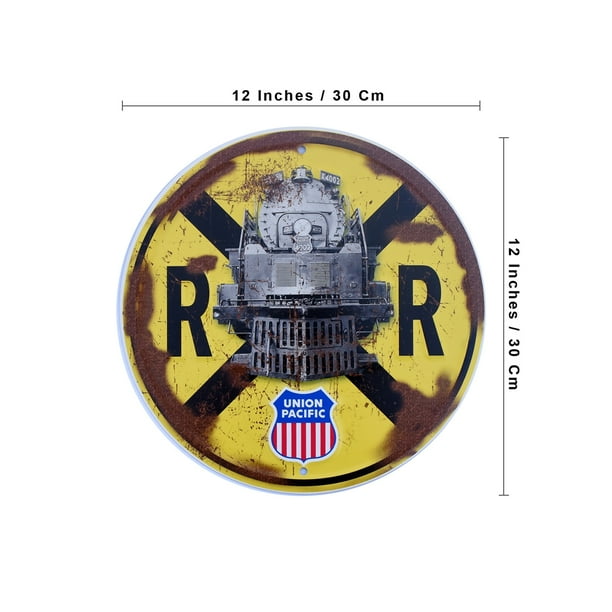 Union Pacific Railroad Crossing Steam Train Sign Rustic RR Wall Art Home Decor Union Pacific Railroad Crossing Steam Train Sign Rustic RR Wall Art Home Decor