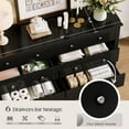 thumbnail image 4 of JUMMICO Dresser for Bedroom, 6 Wood Dresser Drawers, Wide Chest of Drawers, Storage Tower Unit, Modern Design for Bedroom, Living Room, Hallway, Entryway (Black), 4 of 7