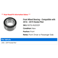 thumbnail image 2 of Front Wheel Bearing - Compatible with 2016 - 2019 Honda Pilot 2017 2018, 2 of 2