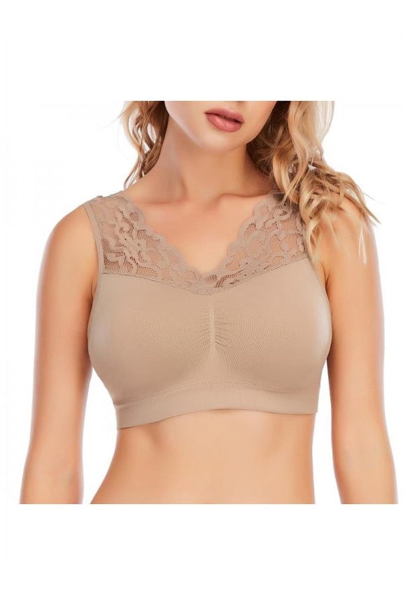 Women's Plus Size Pure Comfort Wirefree Bra Seamless Lace Bra