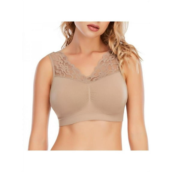 Women Full Figure Plus Size Lace Bras Rimless Sports Tank Tops