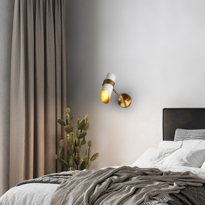 LNC Directional Wall Sconce,Modern Metal Wall Light,White Gold Finish for Bedroom Living Room
