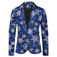 thumbnail image 1 of Kmbangi Men's Blazer Snowflake Print Lapel Long Sleeve One Button Suit Coat, 1 of 8