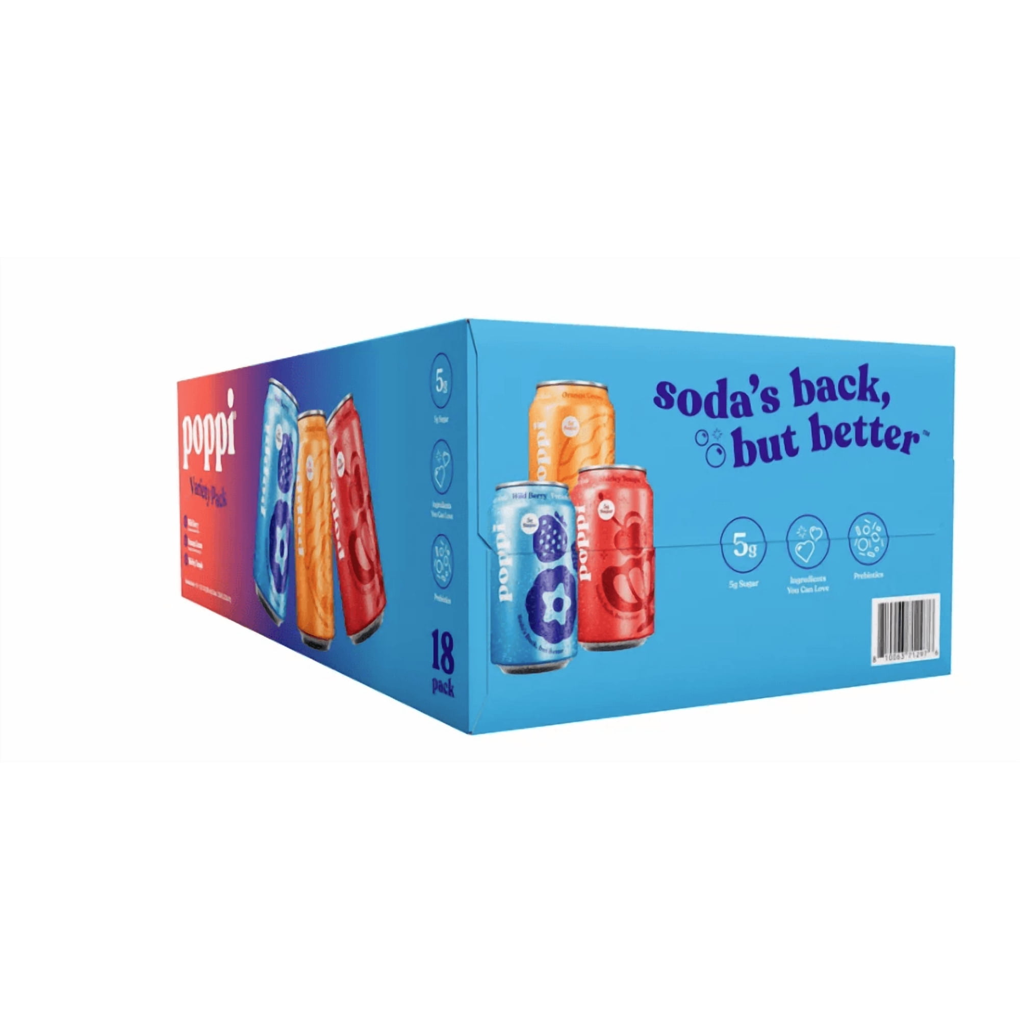 Poppi Soda, Variety Pack, 12 fl oz, 18-count