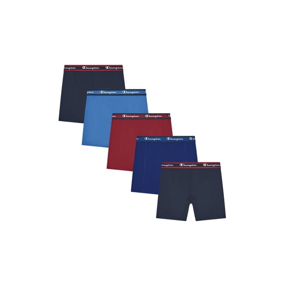 Champion Men’s Boxer Briefs – 5 Pack Wear360 Underwear, Moisture-Wicking, Longer Leg Length, Sizes S–2XL