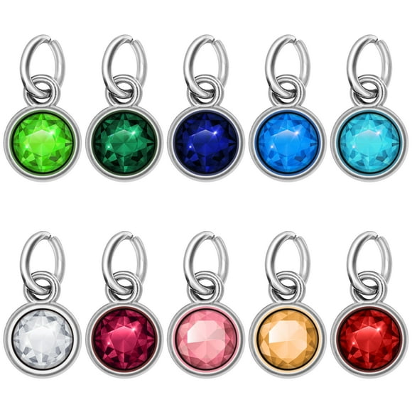 24pcs Stainless Steel Birthstones Pendant for DIY Handmade Jewelry Accessories Mixed Color