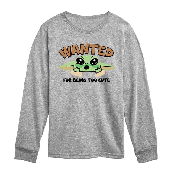 The Mandalorian And Grogu - Wanted For Being Too Cute - Youth Boys Long Sleeve Graphic T-Shirt