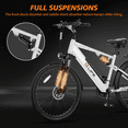 thumbnail image 6 of Qlife Cityone SO Electric Bike for Adults 26" Ebike,Full Suspension Peak 1200W Motor Ebikes with 21 Speed Carbon Steel Mountain Bicycle (White) with Fender & Rear Rack, 6 of 6