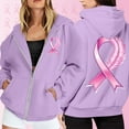 thumbnail image 2 of Shadoumai Womens Breast Cancer Awareness Hoodies Full Zip Up Jacket Ribbon Graphic Oversized Sweatshirt Jackets Fall Winter Clothes, 2 of 6
