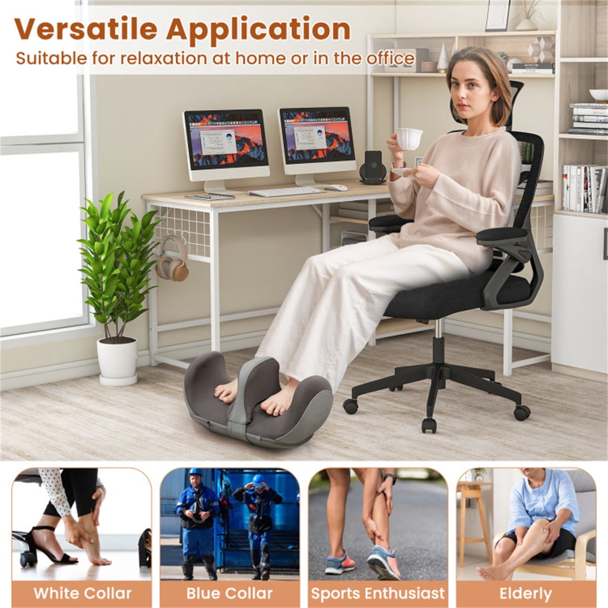 Shiatsu Foot Massager with Heat and Vibration, Electric Foot Massager, Foot and Calf Massager for Pain Relief, Circulation and Muscle Relaxation, Remote Control, Grey