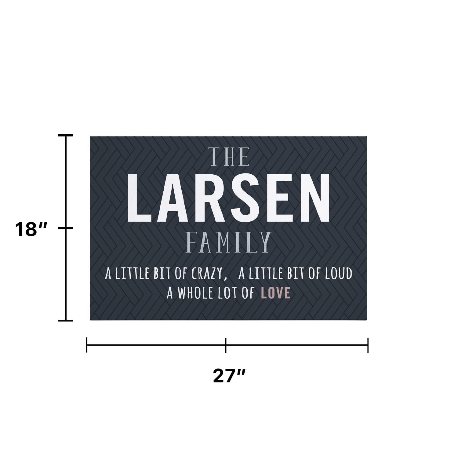 Personalized Planet 27x18 Little Bit of Crazy Loud and A Whole Lot of Love Doormat with Custom Family Name Printed on Gray Rectangular 1/8” Thick Non Slip Mat for Kitchen Hallway Deck or Porch