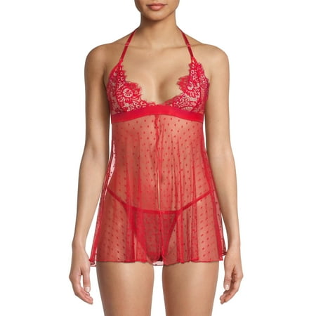 Just Sexy Lingerie Women s Baby Doll Lace Chemise with G-String Set  2-Piece