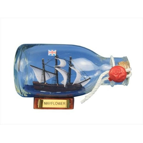 Handcrafted Model Ships MayflowerBottle5 Mayflower Ship in a Glass Bottle 5 in. Decorative Accent