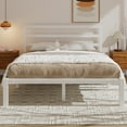 thumbnail image 2 of E-motie Queen Size Metal Platform Bed Frame with Headboard, Heavy Duty Metal Slat Mattress Foundation, Easy Assembly, No Box Spring Needed, White, 2 of 8