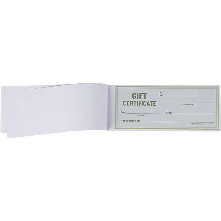 Best Paper Greetings 50-Sheet Gift Certificate Book for Small Businesses,  Corporate Events, Personal Gift Giving, 8.5 x 3.5 Inches 