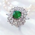 thumbnail image 3 of Green Emerald Ring, Silver Tone, 3 of 11