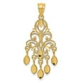thumbnail image 1 of Real 14kt Yellow Gold Polished Diamond-cut Chandelier Pendant; for Adults and Teens; for Women and Men, 1 of 3