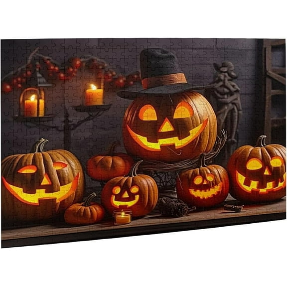 puzzles for adults 500 pieces Halloween jack-o'-lantern Nightmare funny Castle Wall Art Gift