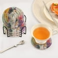 thumbnail image 2 of 6 Pcs Drink Coasters with Holder 3.94in Woven Coasters for Drinks Charming Hairy Cat Coaster Set for Protection Table, 2 of 7