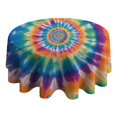 thumbnail image 4 of Rainbow Tie Dye Mandala Pattern Round Tablecloth 60"x60",Wrinkle Wipeable Table Cloth for Kitchen Dining Room Picnic Patio Party, 4 of 6