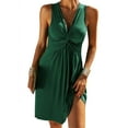 thumbnail image 3 of Sleeveless V-Neck Cross Knot Slim Fit A-Line Casual Dress, 3 of 5