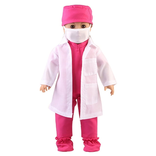 Ensemble de 6 Pcs Tenue d'Infirmière pour Poupée Vêtements de Poupée Fournitures pour Poupée de 18 Po