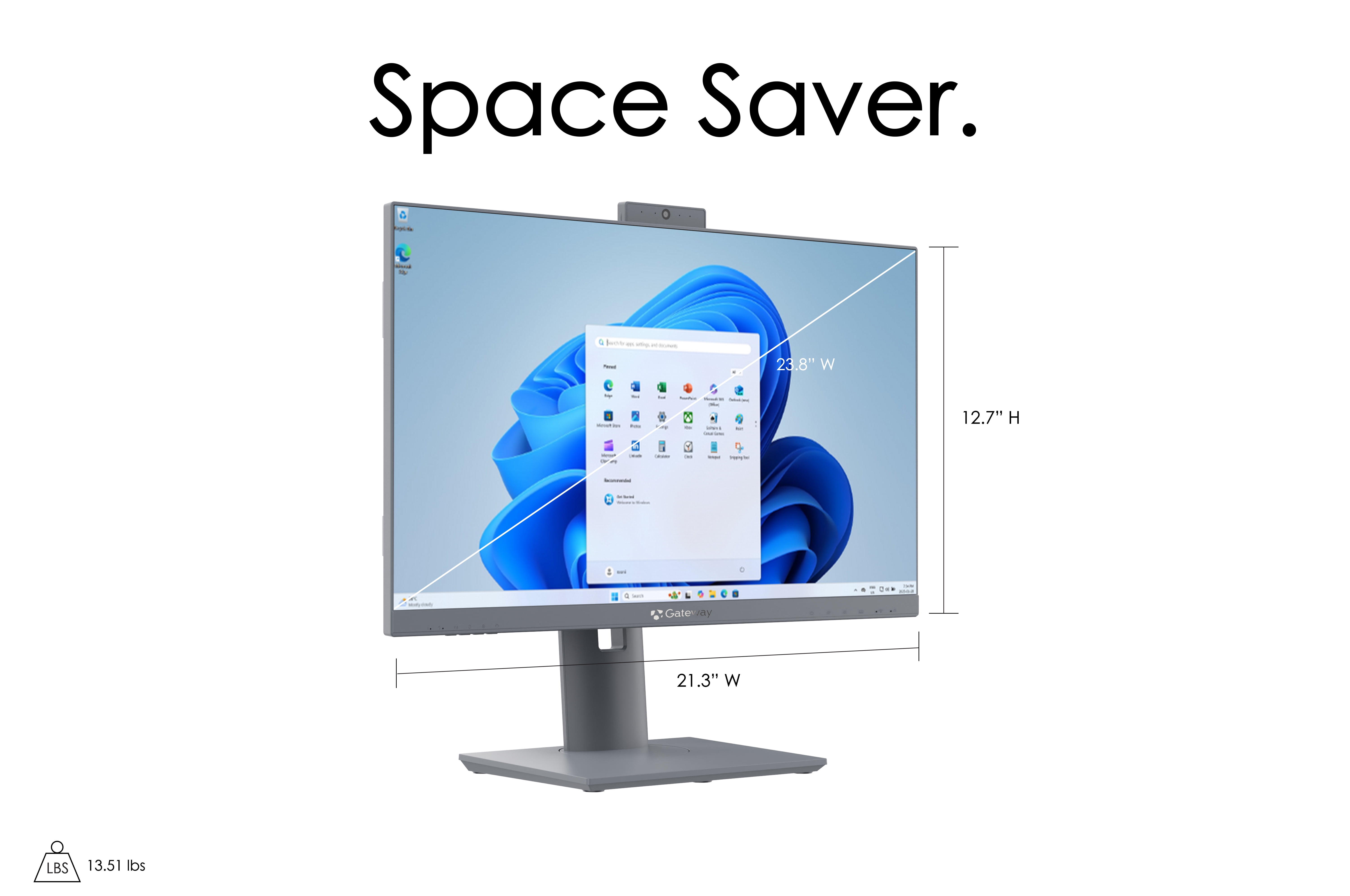 Gateway - 23.8" COMPUTER AIO R5-7430U 8GB/512GB-TITANIUM