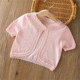 thumbnail image 5 of Toddler Girls Short Sleeve Bolero Cardigan Sweaters Kids Knit Button Open Front Lettuce Trim Shrug Cropped Cute Sweater Tops, 5 of 5