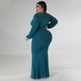 thumbnail image 5 of AURA Women Plus Size V Neck Irregular Dress Long Sleeve Sexy Party Night Dress, 5 of 7