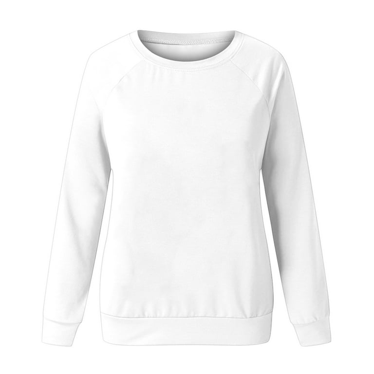 Crew Neck White Tunic Sweatshirt Women's Loose Tunic Plus Size