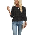 thumbnail image 4 of WIHOLL Blouses for Women Lace Tops Dressy 3/4 Length Sleeve Business Casual Outfits Vacation Spring Summer Clothes, 4 of 10