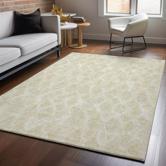 Addison Rugs Mayfield Washable Traditional Diamond Beige Rectangle Rug, 10' x 14'