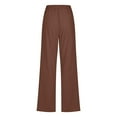 thumbnail image 7 of Horkkom Linen Pants Women Drawstrings Straight Leg Pants Casual Comfy Cotton Pants with Pockets Plus Size Button Elastic Waist Pants, 7 of 7