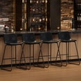 thumbnail image 3 of Aufeile 26" Counter Height Bar Stools Set of 3 – Modern Faux Leather Barstools with Back & Metal Legs, Kitchen Bar Chairs for Island, Dining Room, Black, 3 of 8