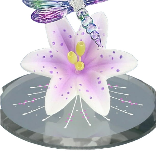 Glass Baron Lavender Porcelain Lily with Dragonfly Figurine Glass Baron Lavender Porcelain Lily with Dragonfly Figurine