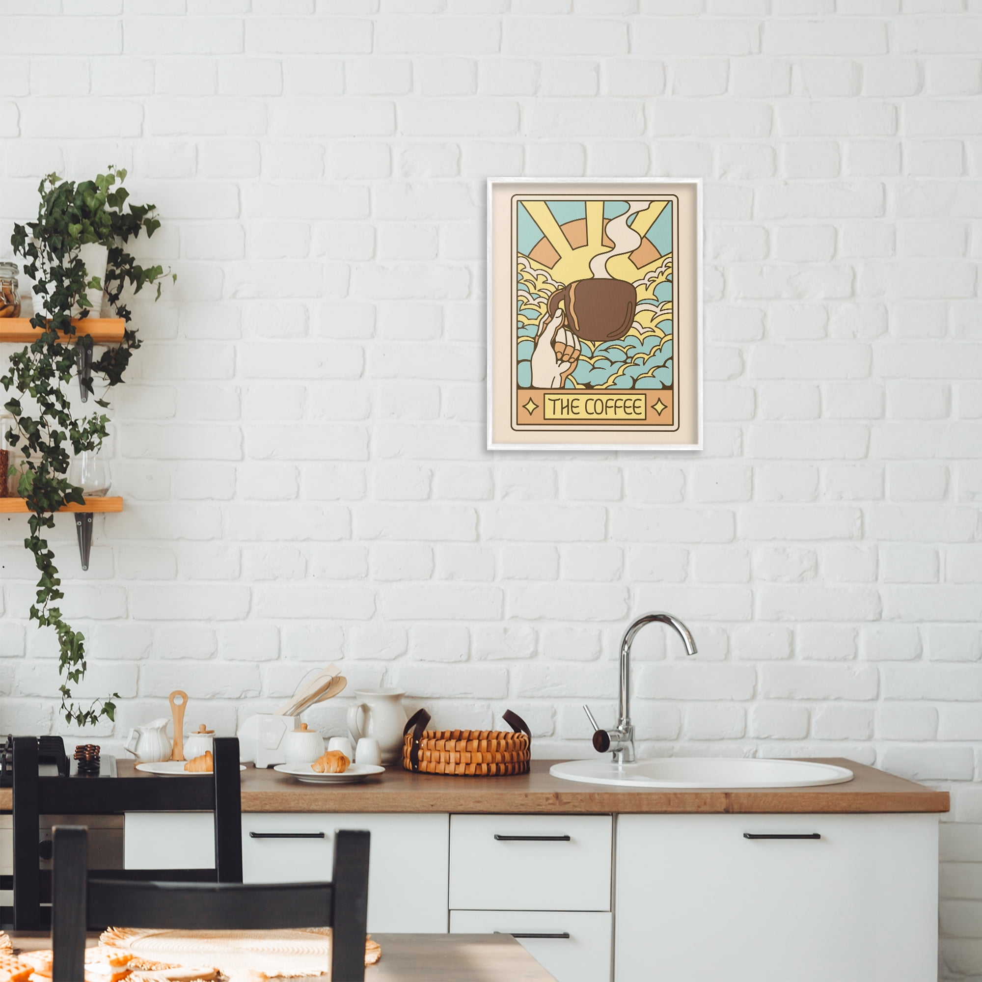 Stupell Industries The Coffee Muted Tarot White Framed Giclee Art, design by Tobe Fonseca