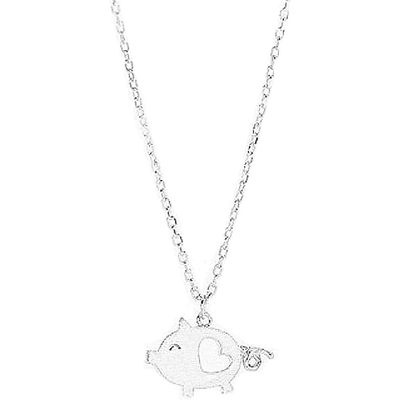 Cute Pig Pendant Necklace 925 Sterling Silver Love Heart Necklaces for Women Nickle Free Animal Pet Adjustable Link Chain Dainty Jewelry for Daughter Niece