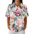 thumbnail image 2 of Womens Plus Size Casual Henley Waffle Knit Button-Up Top Short Sleeve Polo Shirt, 2 of 5