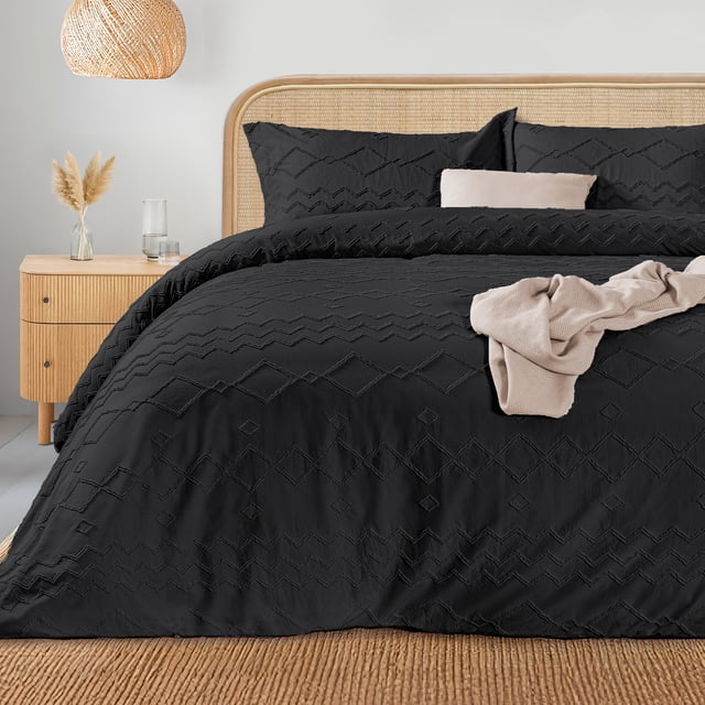 Juego de Funda para Edredon Duvet Dreamlab, Tamaño Queen, Color Negro, 3 Piezas