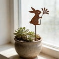 thumbnail image 4 of Rusted Metal Bunny Garden Stakes Markers Outdoor Patio Planter Decor For Easter Spring, 4 of 5