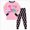 B66-Pink, variant on Girls' Pajamas Long Sleeve Tee and Pants Organic Cotton PJ Set,striped 6-12 Months 12-24 Months 2t 3t 4t 5t 6t 7t 8t 9t Children Red 3-4 Years