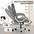thumbnail image 4 of HYJY Office Chair High Back Computer Chair Desk Chair, PU Leather Adjustable Height Modern Executive Swivel Task Chair with Padded Armrests and Lumbar Support (Gray), 4 of 15