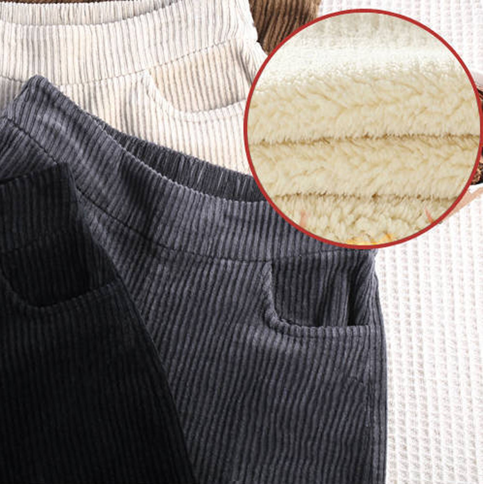 Fleece Lined Corduroy Pants for Women's Winter Warm Sweatpants