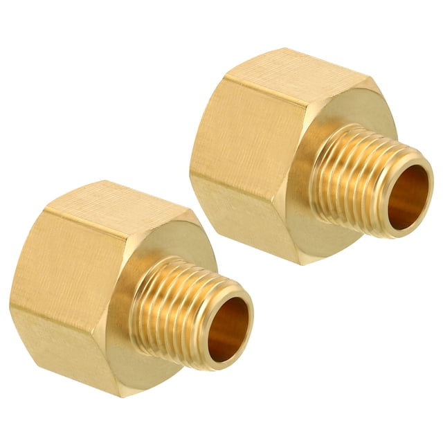 Adaptador reductor hexagonal de latón macho 1/4 NPT x hembra 1/2 NPT, paquete de 2